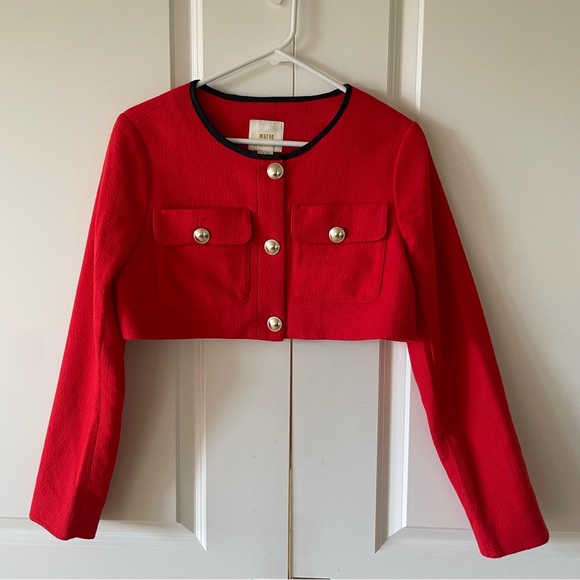 Anthropologie Maeve Shrunken Cropped Tweed Jacket Size 8 - Picture 2 of 10